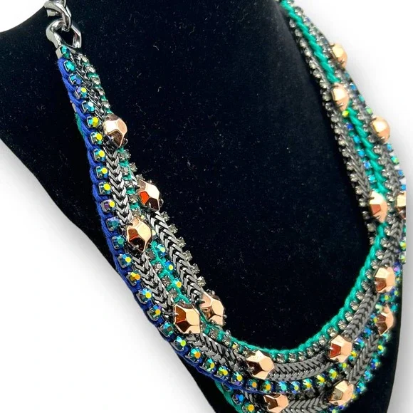 Stella & Dot Retired Rose Gold + Hematite Mercury Statement Necklace RARE NWOT - Picture 3 of 11